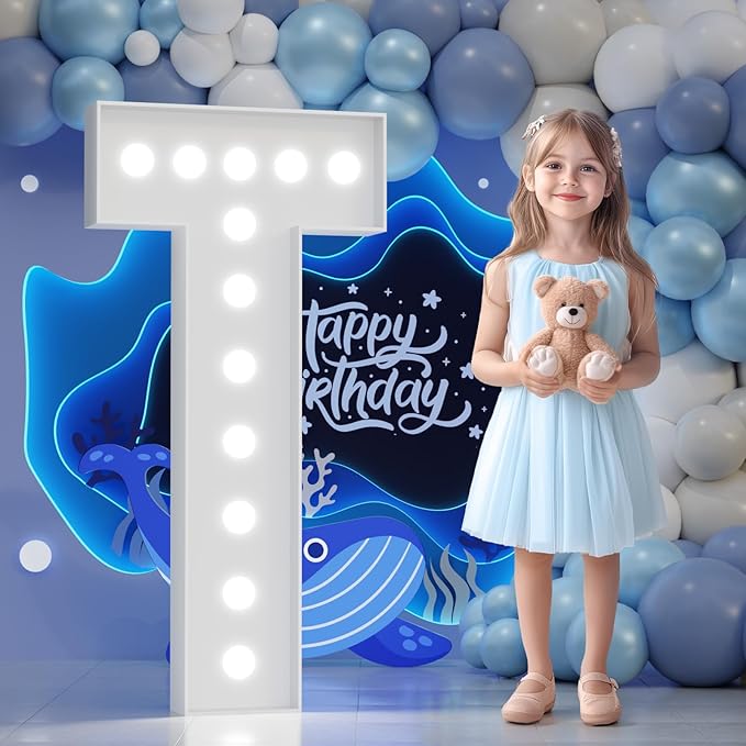 Big Marquee Light-up Letter Decorations: 4 Feet Tall Large Letters T Marry Me Proposal Gender Reveal Alphabet 4FT Sign Graduation Party Wedding Engagement Anniversary HOCO Decor Mosaic Balloon