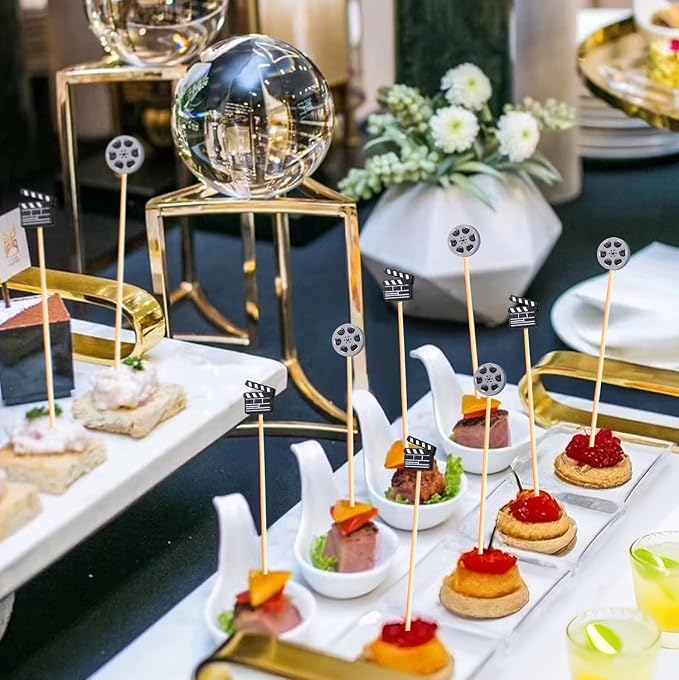 Movie Night Decoration Cocktail Picks Theme Decor Toothpicks Snack Sticks Food Sandwich Skewers Appetizer Charcuterie Garnishing for Family Movie Night Decorations Essentials Themed Party Supplies