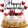 Happy Anniversary Cake Topper Happy Anniversary Cake Decorations for Party Decorations (black heart)