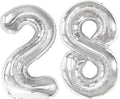 40 Inch Silver Number 28 Digital Balloon,Jumbo Mylar Foil Helium Balloon for 28 Balloons for Birthday Party,Wedding Anniversary Party Decorations