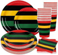 Whaline 96Pcs Juneteenth Tableware Black History Month Kwanzaa Paper Plate Napkin Cup African American Freedom Disposable Dinnerware Set for 24 Guests Party Table Decor
