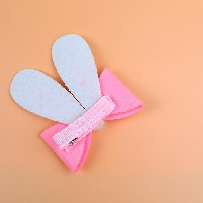 Needzo Easter Bunny Ears Hair Accessories, Pink and White Spring Items for Egg Hunts and Parties, One Size