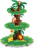 Safari Birthday Decorations 3 Tier Jungle Baby Shower Cupcake Stand Wild One Birthday Table Decor for Boys Lion Party Safari Zoo Party Favor Supplies