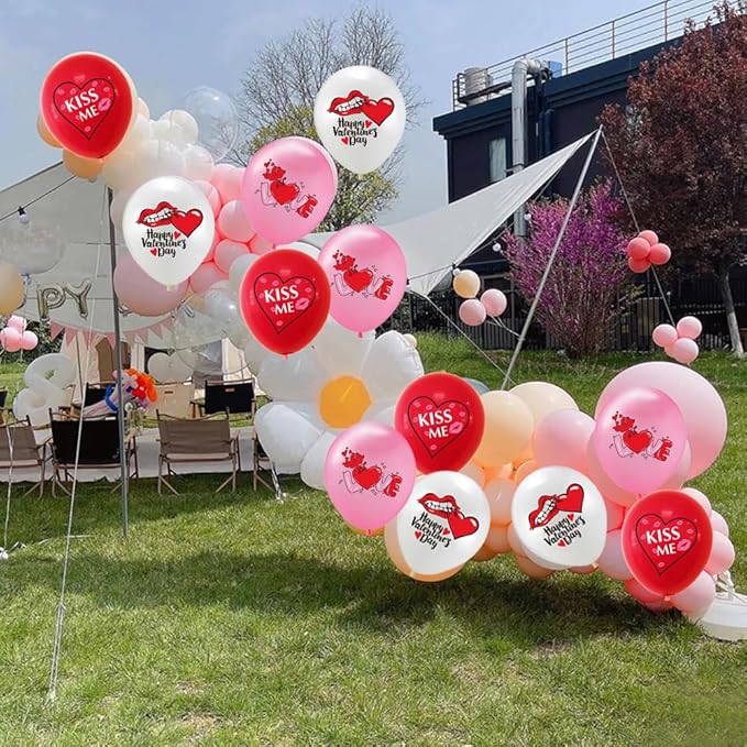 Valentine Balloons Valentine Day Party Decorations Valentines Latex Balloons Red Pink White Balloons for Valentines Day Anniversary Wedding Valentines Decorations Decor Supplies 12Pcs