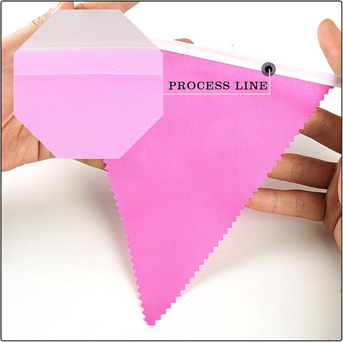 GCQQ 40Ft Hot Pink Pennant Banner Flags, Fabric Pennant Banner, Triangle Flag Banners, Hot Pink Party Banner Decoration for Barbie, Flamingo, Wedding, Birthday, Baby Shower Party Decoration