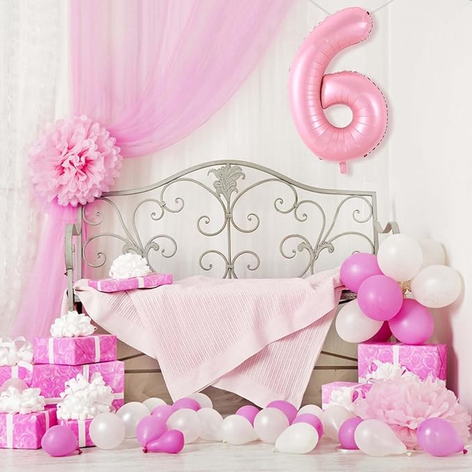 Number 6 Balloon 40 Inch Pink Number Balloon Foil Mylar Alphabet Balloon for Birthday Wedding Baby Shower Party Large Number Balloon