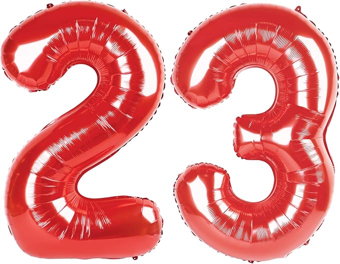 Number 23 Balloons, 40 Inch Balloons for Woman Man 23th Red Birthday Party Decoration, Foil Number Ballon for 23, 32 Valentine's Day, Anniversary, Bridal Shower, Graduation
