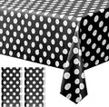 2 Pieces Black Polka Dot Rectangle Tablecloth - 54x72“ Decorative & Stain Resistant Table Cloth with Polka Dot Pattern, Table Cover for Halloween, Dining Table, Buffet, Wedding, Camping, Party