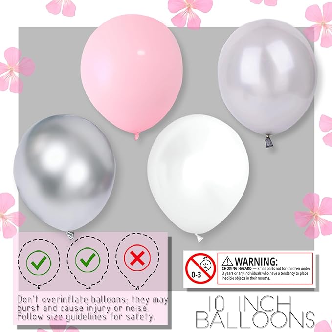 2 Set Balloon Stand Kit with Metallic Silver Pearl Light Balloons Column Kit for Floor&Table Backdrop Decor for Theme,Gender Reveal Party Weddind,Bridal Shower Birthday Graduation