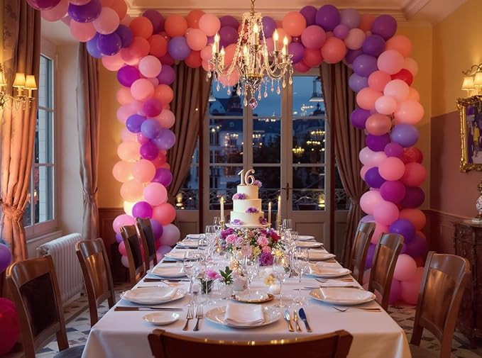 50 Pack 12 Inch Pink and Purple Latex Balloons (25 + 25), Girl Birthday Party Decorations, Princess/Unicorn Balloon Arch Kit, Sleepover & Sweet 16 Party Supplies, Photo Booth Backdrop