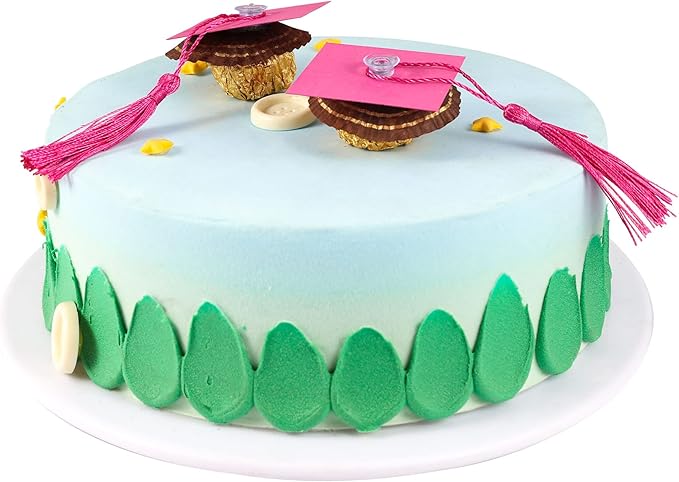 Gyufise 36Pcs 2026 Graduation Cap Cupcake Toppers with Tassel Adhesive Dots Chocolate Decorations Class of 2026 Congrats Grad Cap Cupcake Decorations for 2026 Graduation Theme Party Supplies Pink