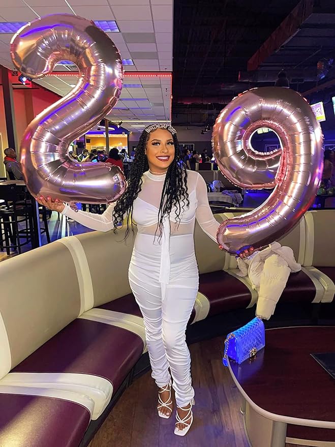 2 Numbers Balloon 40 Inch Rose Gold Two Balloon Number Birthday Decor, 2nd 12 21st Party Celebration Decorations Graduations Wedding Baby Shower