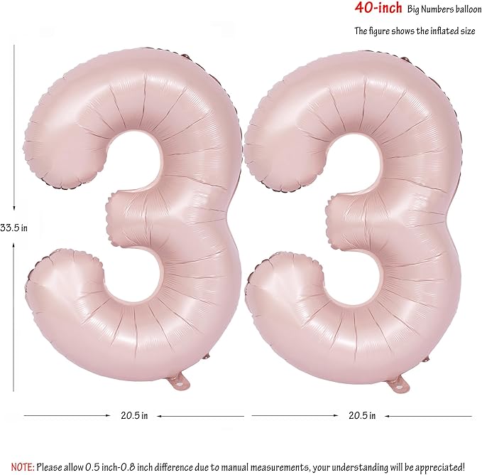 40 In Matte Pink Number Balloons Helium Foil Mylar Balloon Birthday Party banquet Decoration Digital 33