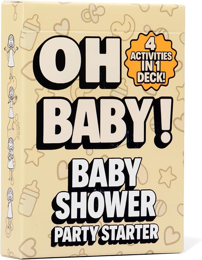 Fun & Easy Baby Shower Group Games Deck - Charades, Trivia, Word Guess, Advice - Easy to Play - 4 Activities in 1 Deck - Fun Icrebreaker for Baby Shower Boy Or Girl - Baby Shower Games