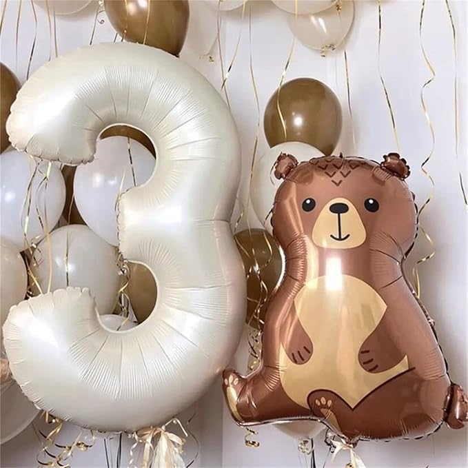 Beige 30 Balloon Numbers, 40 Inch Large Cream Foil Number 3 & 0 Balloons for Women, Self Inflating 30th Birthday Balloons for 30 Year Old Men Anniversary Birthday Party Decorations Supplies