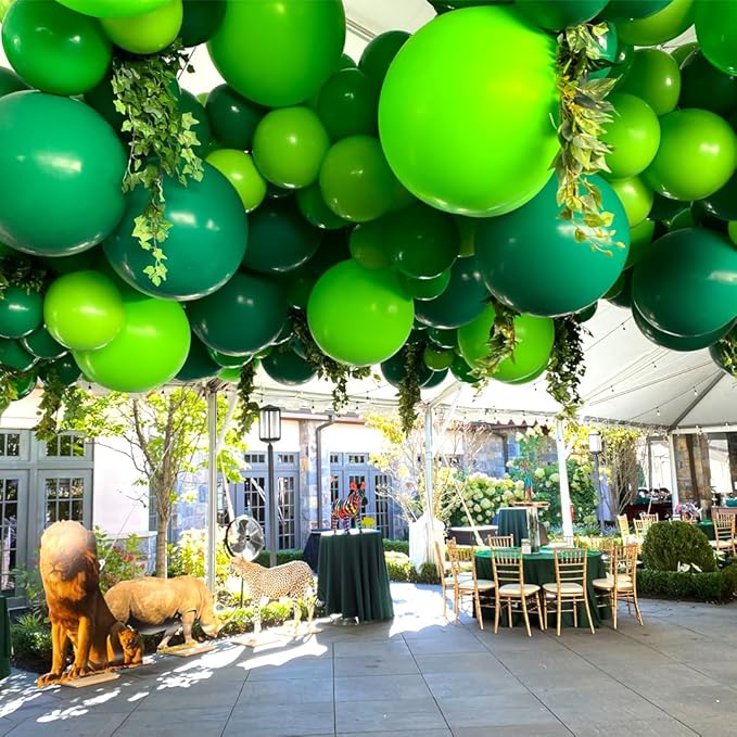 Green Balloons,12 Inch 50pcs Dark Green Lime Green Latex Balloons Green Party Decorations Balloons for St. Patrick's Day Birthday Jungle Safari Outdoor Events
