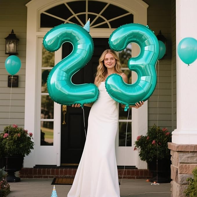 40 Inch Teal Blue Balloon Number 3 Balloon,Number Balloons Teal Big Giant Jumbo Number 3 Foil Mylar Balloons for 13th 23th Birthday Party Anniversary Events,Wedding Anniversary Party Decorations