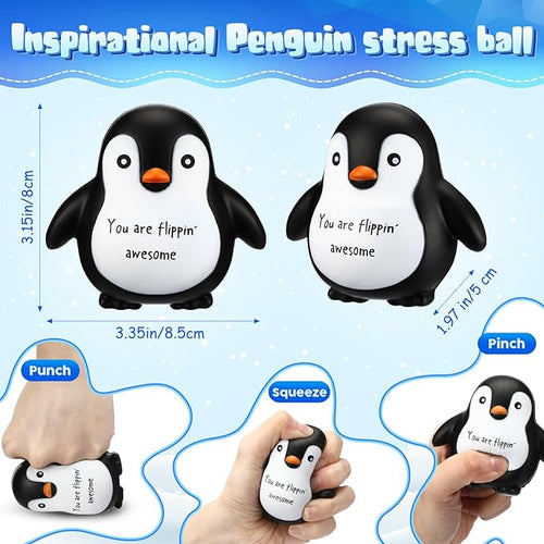 10 Pcs Penguin Stress Balls Emotional Relief Squeeze Stretchy Fidget Inspirational Animal Stress Balls Funny Penguin Plush Toy for Student Coworker Employee Teacher Social Worker