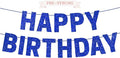 Pre-strung Happy Birthday Banner - No DIY - Blue Glitter Happy Birthday Party Banner for Men Woman Boys Girls - Pre-strung on 8 ft Strands - Blue Bday Party Decorations & Decor. Did We Mention No DIY