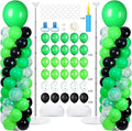 2 Sets Green and Black Balloon Column Stand Kit with 102 Balloons Adjustable Balloon Tower Stand with Bases for Floor Confetti Balloons Column Kit for Graduation Birthday Appreciation Party Decor