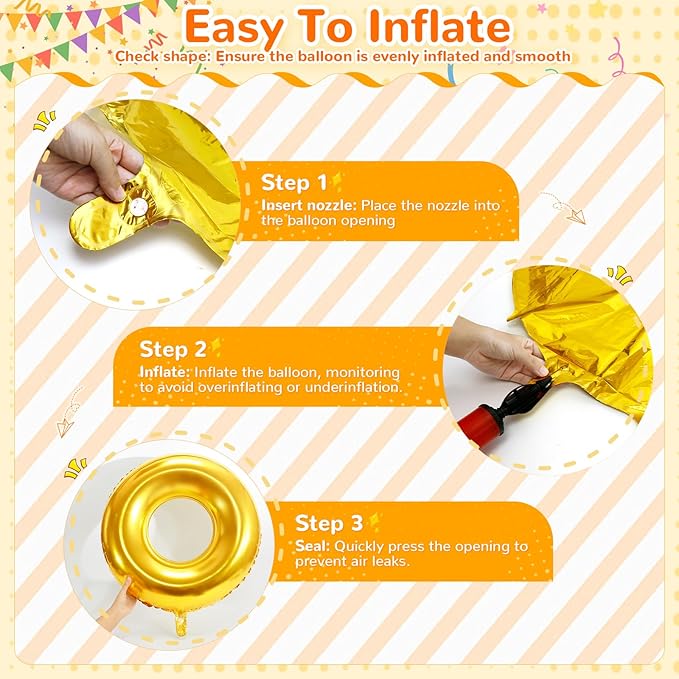 6 Pack 30" Gold Ring Balloons for Cartoon Characters Themed Party Decor, Hedgehog Theme Birthday & Anniversary Backdrop, Shiny Foil Balloons with Ribbons & Fishing Line