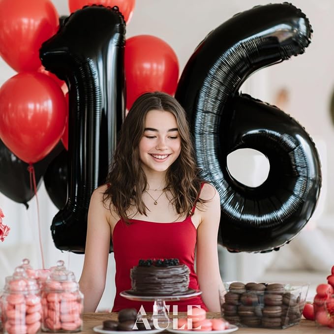 AULE 40 Inch Big Black 1 Balloon Number Large Foil Helium Number Balloons 0-9 Jumbo Giant Happy 1st Birthday Party Decorations for Boy or Girl Huge Mylar Anniversary Party Supplies