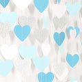 GCQQ Light Blue White Party Decoration - 52FT Glitter Blue Sliver Heart Garland 4 Packs Boy Girl Birthday Hanging Streamers for Valentine's Day Wedding Bachelorette Bridal Baby Shower Graduation Decor