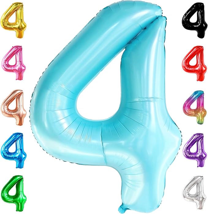 Giant Light Blue 0 Balloon Number - 40 Inch | 0 Foil Balloon | Light Blue Zero for Ocean Theme Birthday Party Supplies | 0 Mylar Light Blue Number | Zero Mylar Birthday decorations