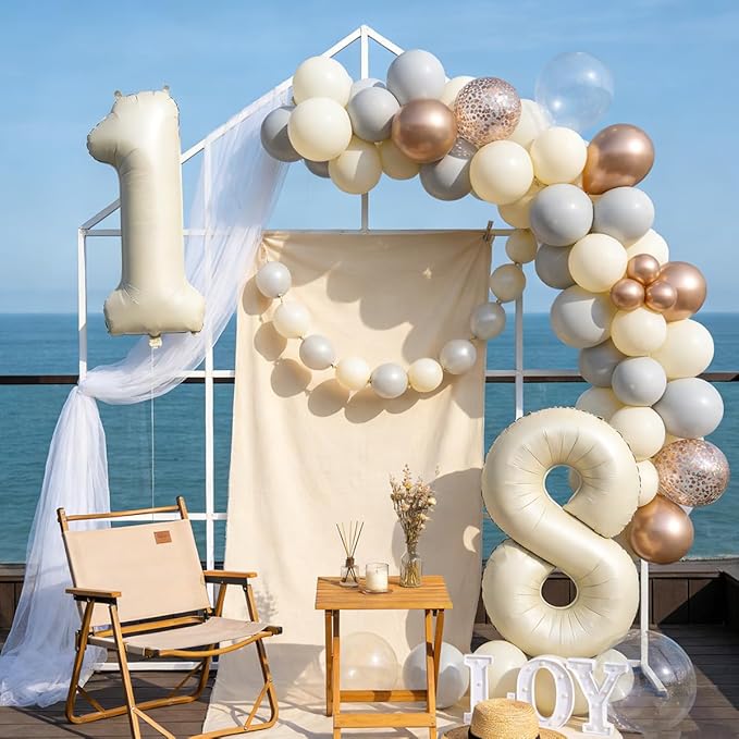 40 In Cream white Number Balloons Helium Foil Mylar Balloon Birthday Party banquet Decoration Digital 19