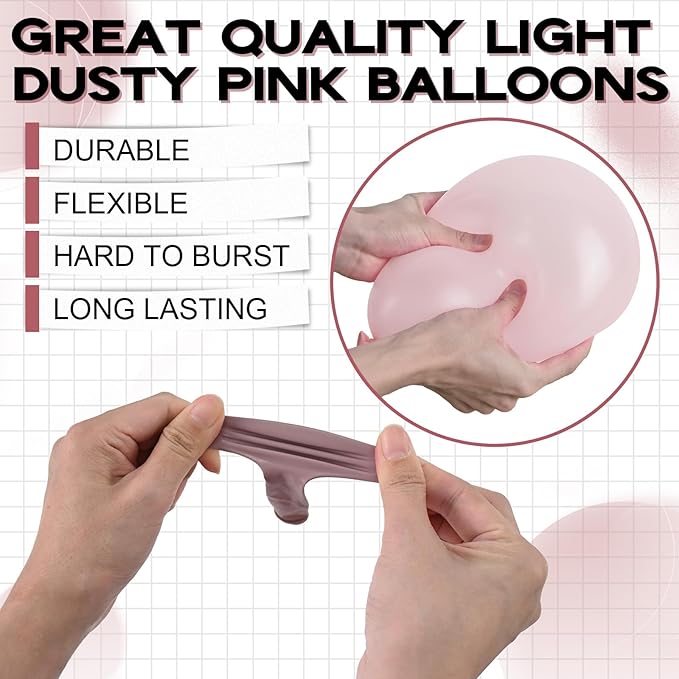 Cavern Pink Balloons Arch Boho Pink Balloons Garland Retro Dusty Blush Rose Balloon Different Sizes Helium Latex Balloon Girls Birthday Party Decoration Wedding Bridal Baby Shower Bachelorette