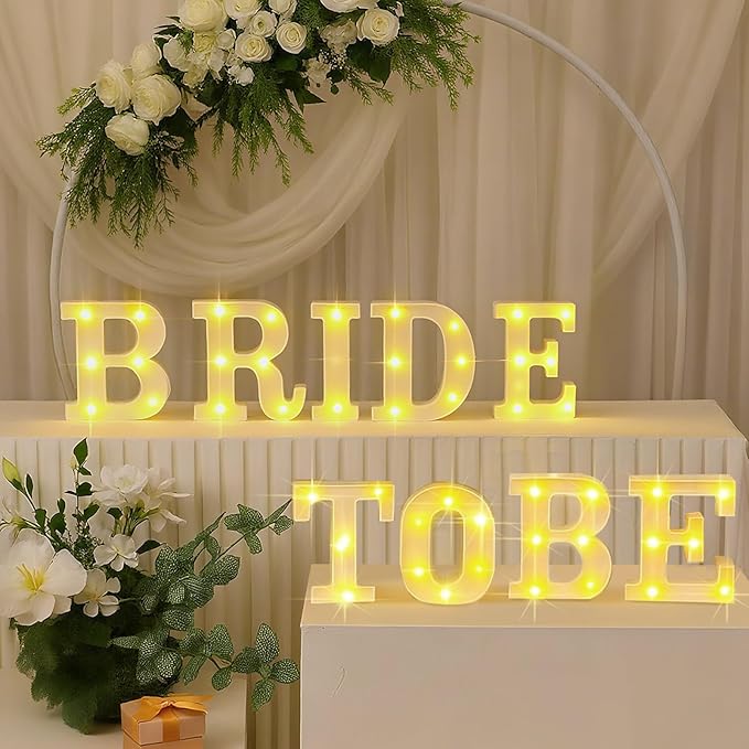 Honoson 9 Pcs Bachelorette Party Decorations Bride to Be Lights up Sign Engage Wedding Bridal Shower LED Neon Light for Women Bachelorette Party Supplies