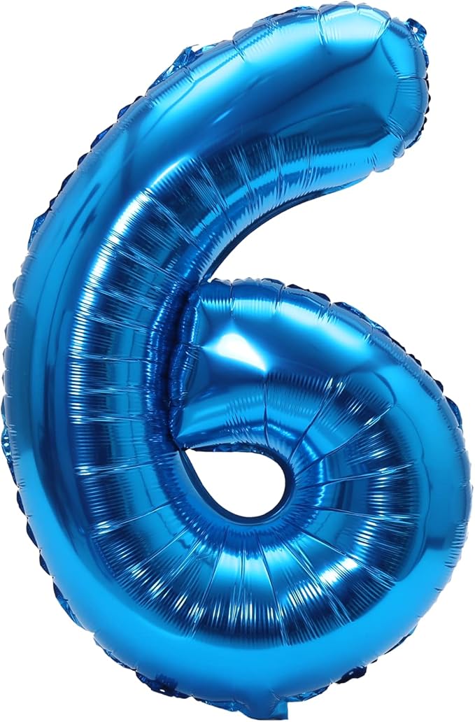 YPSelected 32 Inch Large Foil Helium Number Balloon Birthday Wedding Party 0-9 (Blue, 6)