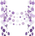 52FT Party Garlands, Paper Garland Circle Dots, Hanging Circle Banner Decorations for Birthday, Party, Wedding, Baby Shower, Graduations, Christmas, Wall Decor (Purple White Garlands)