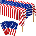 4th of July Tablecloth, Patriotic Plastic Tablecloths 54"x108", Fourth of July Table Decorations Red White and Blue American Table Covers 6 Pack, Patriotic Decorations Memorial Day Party Supplies
