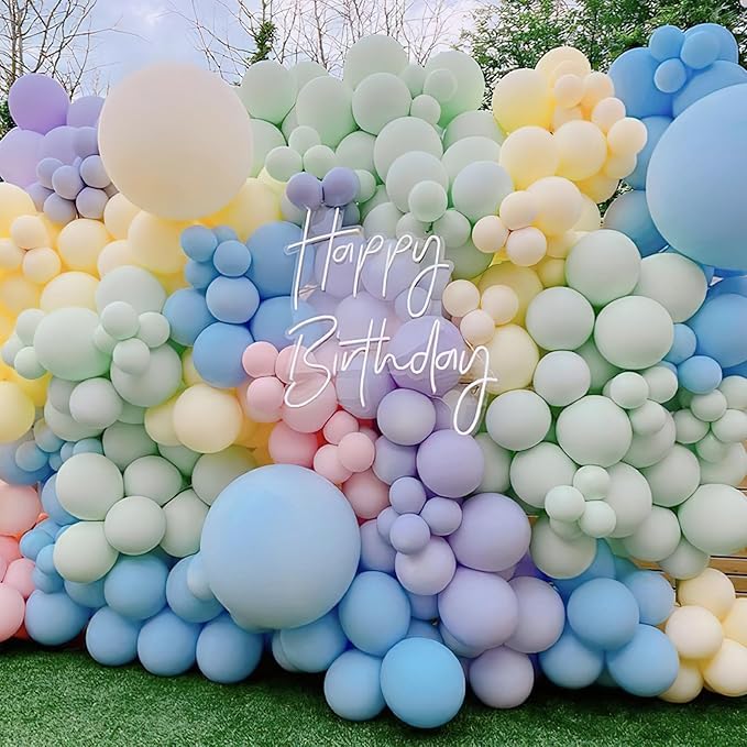 PartyWoo Pastel Balloons 101pcs 12 Inch Pastel Rainbow Latex Balloons for Baby Shower Gender Reveal Engagement Bachelorette Easter Bridal Shower Anniversary Retirement Birthday Party Decorations