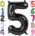 40 Inch Black Number 5 Balloon, Giant 5 Number Balloons for 5th Birthday Decorations, Party Supplies for Baby Boy Girl, Black Party Decor
