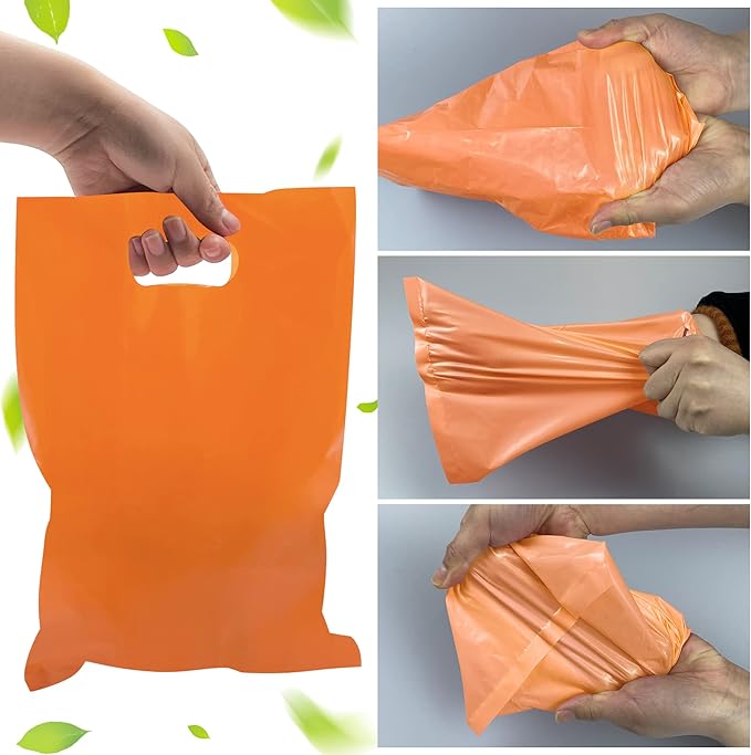 TOSPARTY 40PCS Orange Plastic Gift Bags Easter Candy Bag Die Cut Plastic Bags are Sturdy Party Assorted Easter Gift Bag