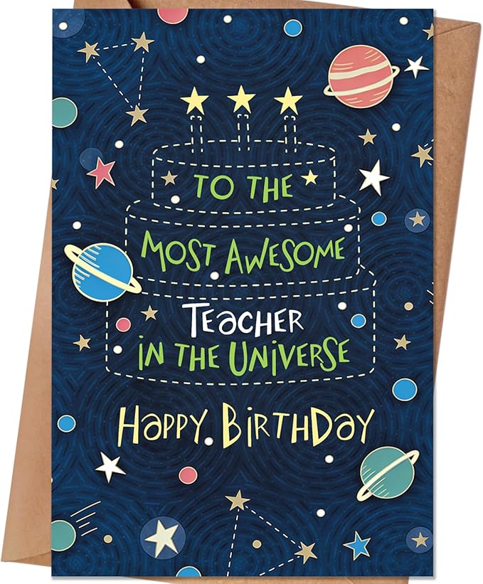 Teacher Birthday Card, Happy Birthday Cards & Gift for Teacher from Student
