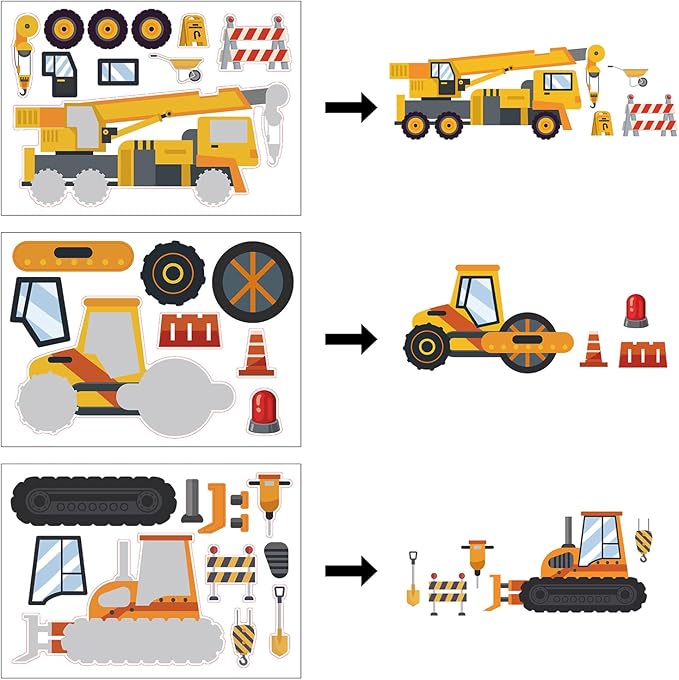 24 Sheets Construction Truck Stickers Make Your Own Truck Stickers Boys Birthday Party Favors Construction Themed Goodie Bag Stuffer Children Exchange Gifts