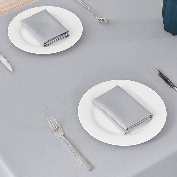 Textured Rectangle Tablecloth 60x144 inch Table Cloth Water Resistant Wrinkle Free Spill-Proof, Decorative Fabric Table Cover Washable for Banquet Parties Event Holiday Dinner, Light Grey