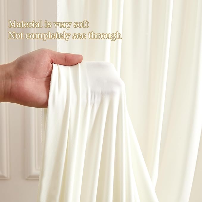 8x10FT Cream White Backdrop Curtains for Wedding Parties, Wrinkle Free Polyester Photography Backdrop Drapes for Wedding Baby Shower Birthday Parties Stage Background Stand Decorations 4x10ft,2 Panels