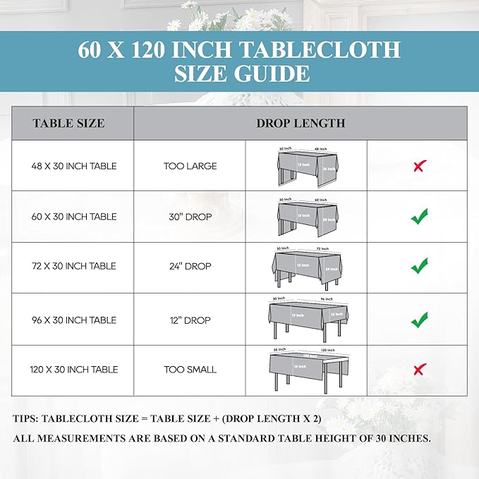 VidaFete Tablecloth 60 * 120inch 6pack Rectangle Table Cloth Polyester, Stain Wrinkle Resistant Dining Table Cover for Kitchen Dinning Party Wedding Rectangular Tabletop Buffet Decoration(Black)