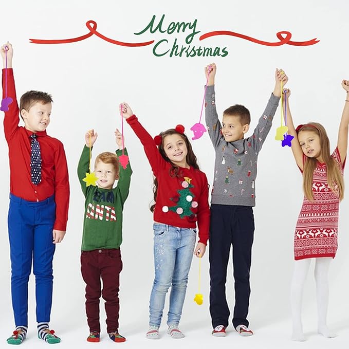 Christmas Sticky Hands Bulk 36 Pcs Xmas Styles Stretchy Toys for Kids Boys Girls, Pinata Fillers, Christmas Stocking Stuffers, Party Favors Gifts