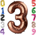 40 Inch Coffee Brown Number 3 Balloon, Giant 3 Number Balloons for 3rd Birthday Decorations, Party Supplies for Baby Boy Girl, Coffee Brown Party Decor