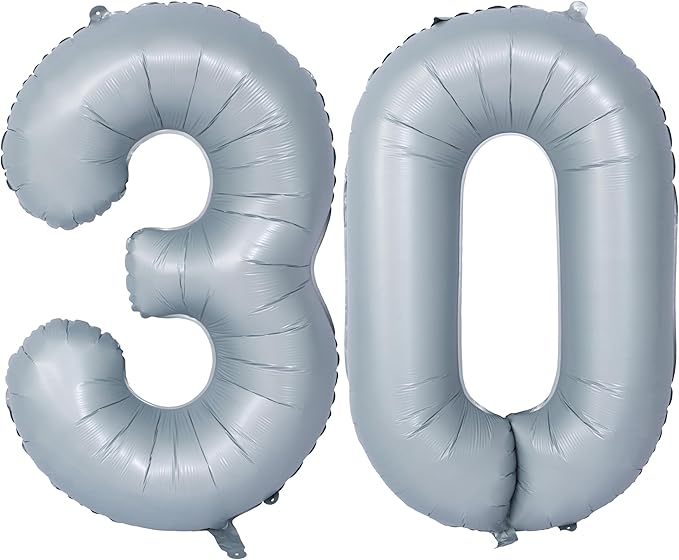 40 In Matte gray Number Balloons Helium Foil Mylar Balloon Birthday Party banquet Decoration 30