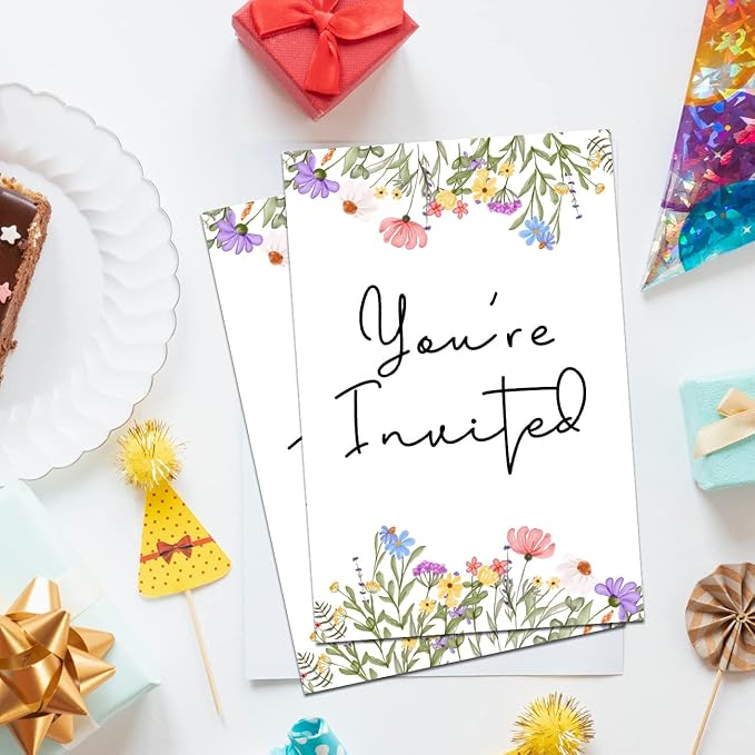 Soiceu Wildflower Birthday Party Invitations with Envelopes Set of 20 Spring Summer Wildflower Birthday Party Invites Fill in Blank
