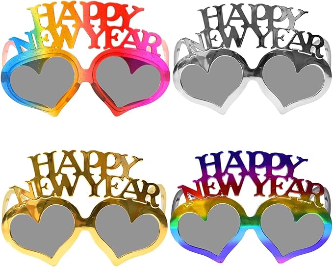 4 Pack Happy New Year Eyeglasses Fancy New Year Party Glasses Funny Sunglasses Eyewear