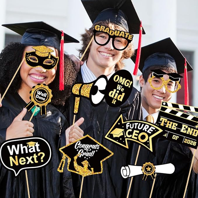 30 Pcs Graduation Photo Booth Props 2026,Grad Party Supplies for College, Graduation Deco Class Favors Supplies, Party Decorations Set Picture Props
