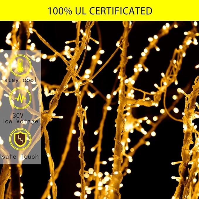 Christmas Decoration Lights, Outdoor Christmas String Lights 320 LED 11.5 Ft Waterfall Tree Light with Big Star Topper 8 Light Modes for Xmas New Year Holiday Garden Yard Indoor Outdoor Decor