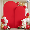 Red Arch Backdrop Covers - 6.6FT, 5FT Spandex Fitted Wedding Arch Stand Covers Round Top Chiara Stretchy Arch Backdrop Cover for Valentines Wedding Birthday Party Decoration